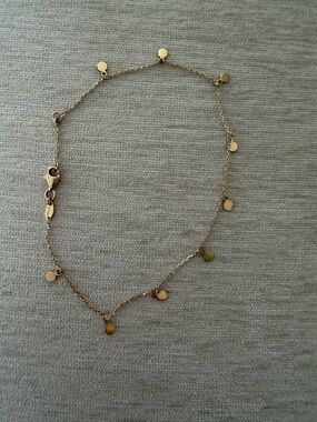 Delicate 14 k real Gold Disc Charm Anklet